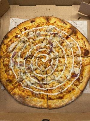 Super Chicken- choose bbq or Buffalo sauce, chicken, red onion and a cool ranch drizzle