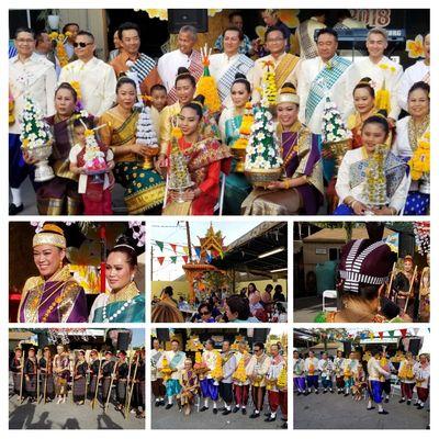 New Year celebration with Laotians, Cambodians, Hmongs and Thais.  We stayed for four hours and long enough to be invited to two more events