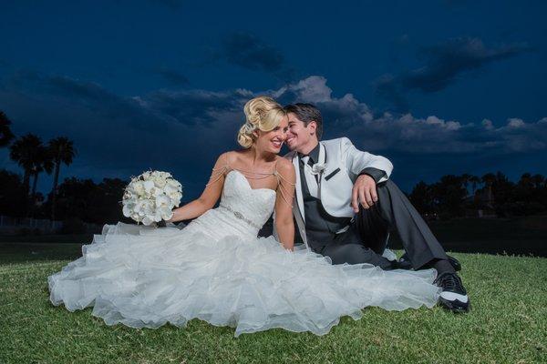 Las Vegas Golf Course wedding couple