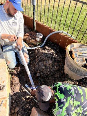 Irrigation repair of leak in main line