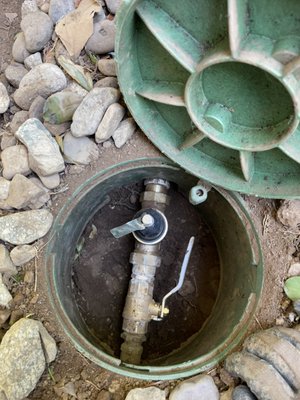 New irrigation main water line shut off valve & pressure regulator