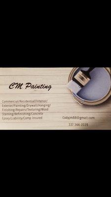 CM Painting business card with list of services that we provide