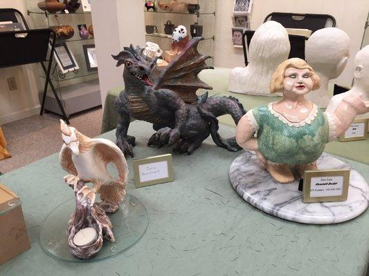 Sculptures on display at Marble Rim Gallery.