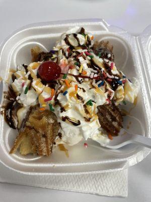 Coconut ice cream with churros