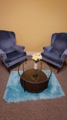 We got rid of the old table and added comfortable chairs for the lobby! Come by and get a massage at starlettherapies.com