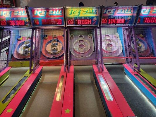 Poorly maintained Skeeball machines