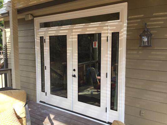 After:   Dbl French doors with transom and two sidelites