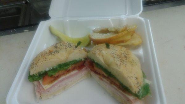 Country Club Sandwich with store made bagel chips