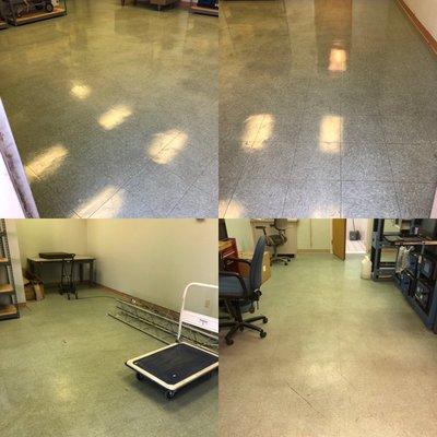 Here are some before and after shots of some floors we stripped and waxed