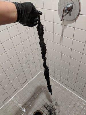 excessive amount of hair build up causing shower drain to back up