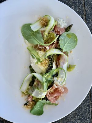 Grilled Asparagus and Burrata from Chef Chadwick's menu in Sea Glass