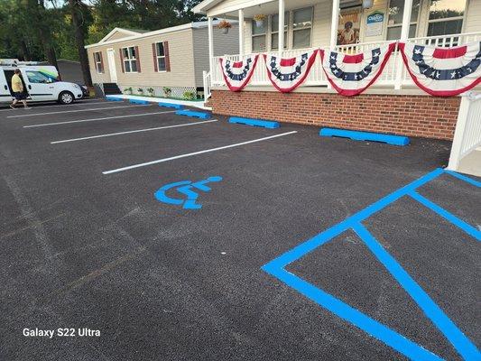 We striped the parking lot.