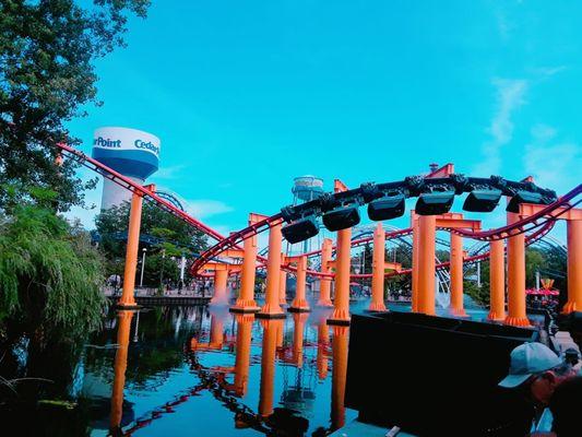 A mighty nice shot of the venerable 'Iron Dragon' over the lagoon on Sunday 8/13/17