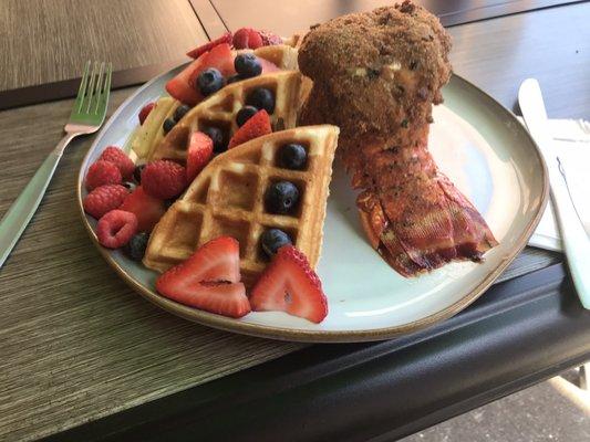 Deep Fried Lobster Tail & Waffles