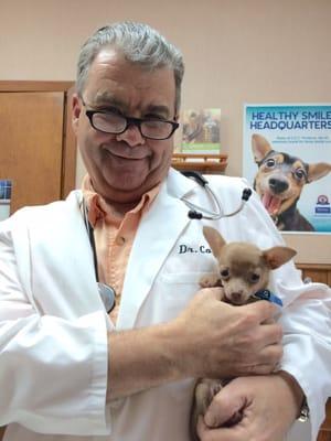 Dr. Jimmy holding Butter after her first check up!