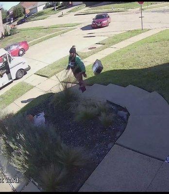 Cedar Hill USPS carrier throwing our package