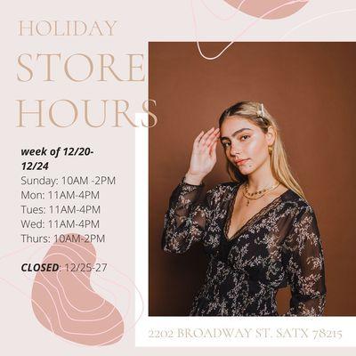 Check out our holiday store hours for these coming days *