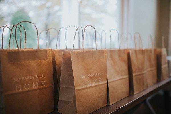 Kraft paper bags.