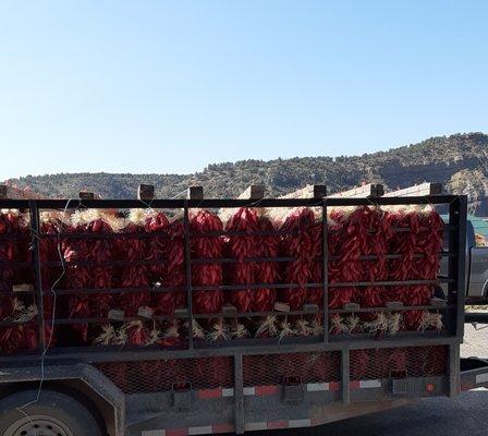 Dietz Market in Durango - Ristras arriving for sale, fresh from the farm!