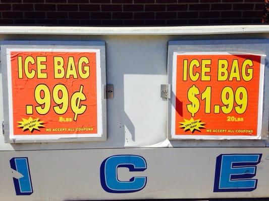 Why pay 2 bucks for 20 lbs of ice, when you can get 3 bags of 8 pounds for under a penny each?