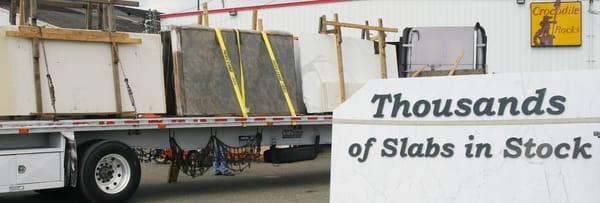 Loading material on a truck, to send off out of state