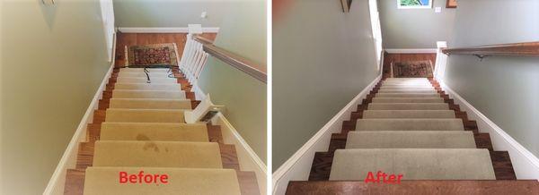 Coffee Stains on Stairs - Before and After