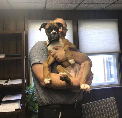 Zeus stopped by for an office visit!