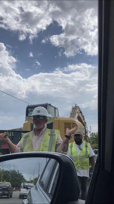 Foreman confused why his worker isn't working and yelling at folks driving past