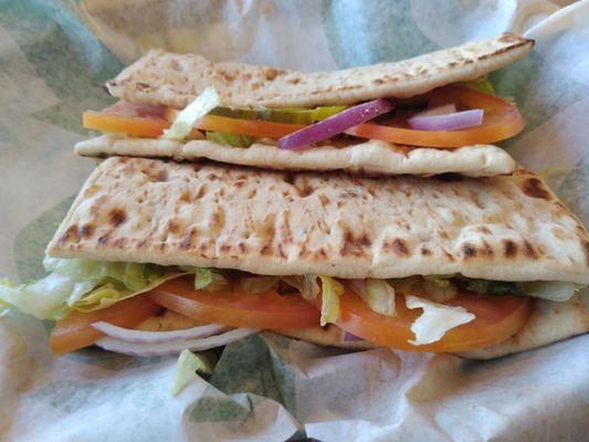 Footlong veggie on flatbread