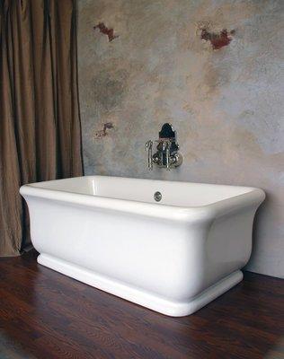 Roman bathtub inspired by the original Fireclay bathtubs of Europe.