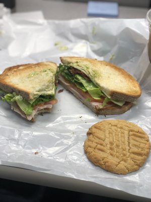 Turkey Club and Peanut Butter cookie