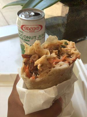 Pork Belly Burrito & Coconut Juice - approx $14 after tax.