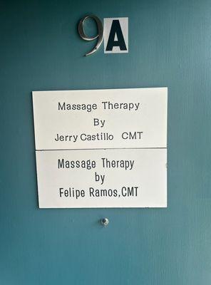 Behind this door 9A you will find happy massage clients.