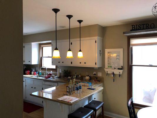 Installed pendant lights