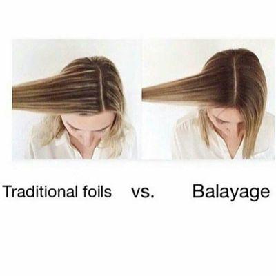 Side by side comparison of traditional foils vs. Balayage.
Let me help you make the transition!