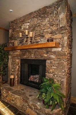 2 Stone Gas Log Fireplaces per Cabin