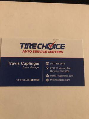 Tire Choice Manager's Card