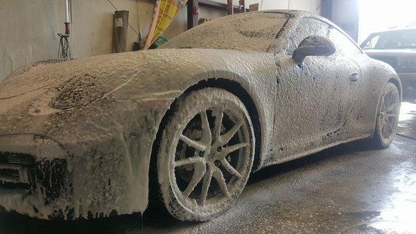 Foam bath on a Porsche
  Diagnostics
  Car Detailing
  Brake service
  Auto Detailing
  Minor repairs
 Paint Correction
 Ceramic Coatings