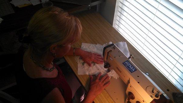 Me sewing on my sewing machine.