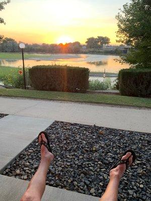 My silly husband was relaxing into the sunset right outside of the room.