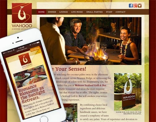 New WordPress website development for Wahooo Seafood Grill & Bar on Kauai