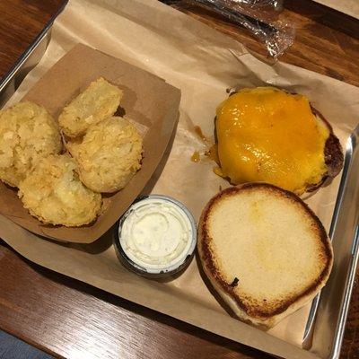 Fried green tomatoes and burger