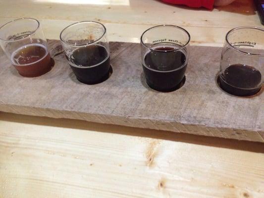 A flight of dark beers.