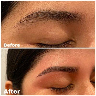 Eyebrow wax before & after