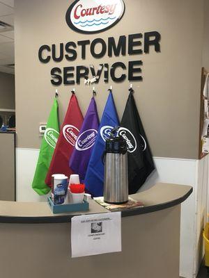 We have large, re-washable laundry bags available to purchase and we offer complimentary coffee to enjoy while you wait