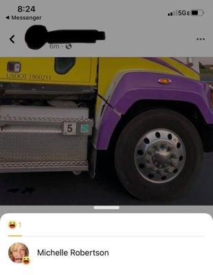 Picture of the truck and the dispatcher clearly not caring who's life is in danger on the road, cause it's not her right?