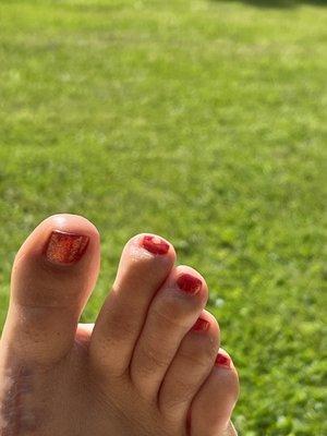 toe nail color coming off after one day