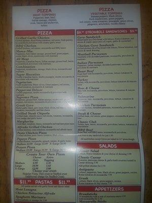 Back of menu, top half