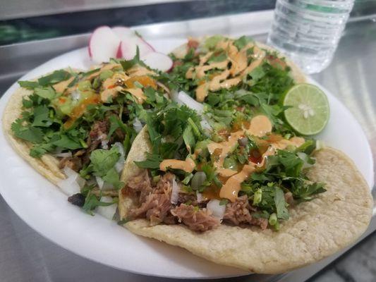 Asada, carnitas, birria tacos