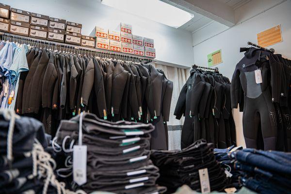 Midtown Surf Shop Carmel has a large selection of wetsuits for men, women and kids